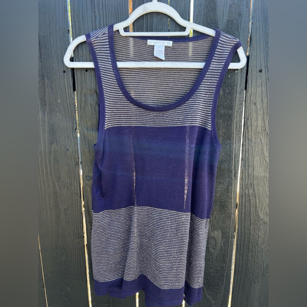 Design History Purple and Gray Striped Tank Top